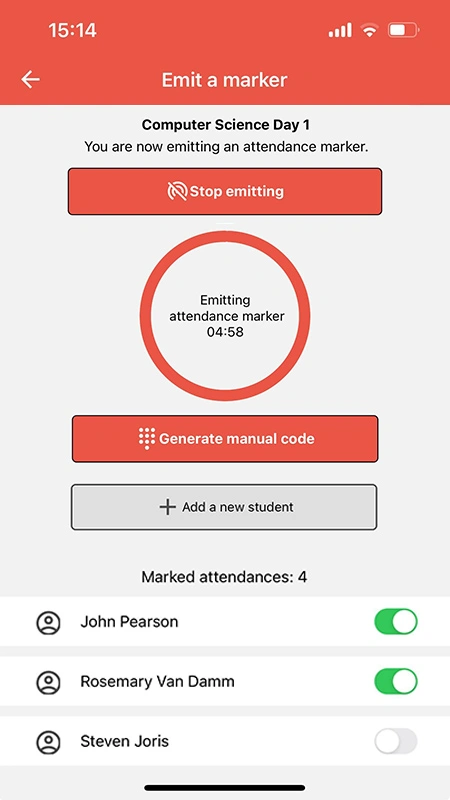 Attendance Radar - Screenshot Emit a marker