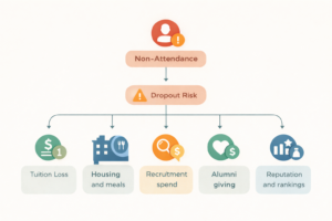 Diagram showing the different losses universities experience from low attendance rates